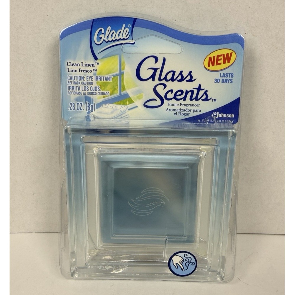 VTG Glade Glass Scents Air Freshener NOS Clean Linen